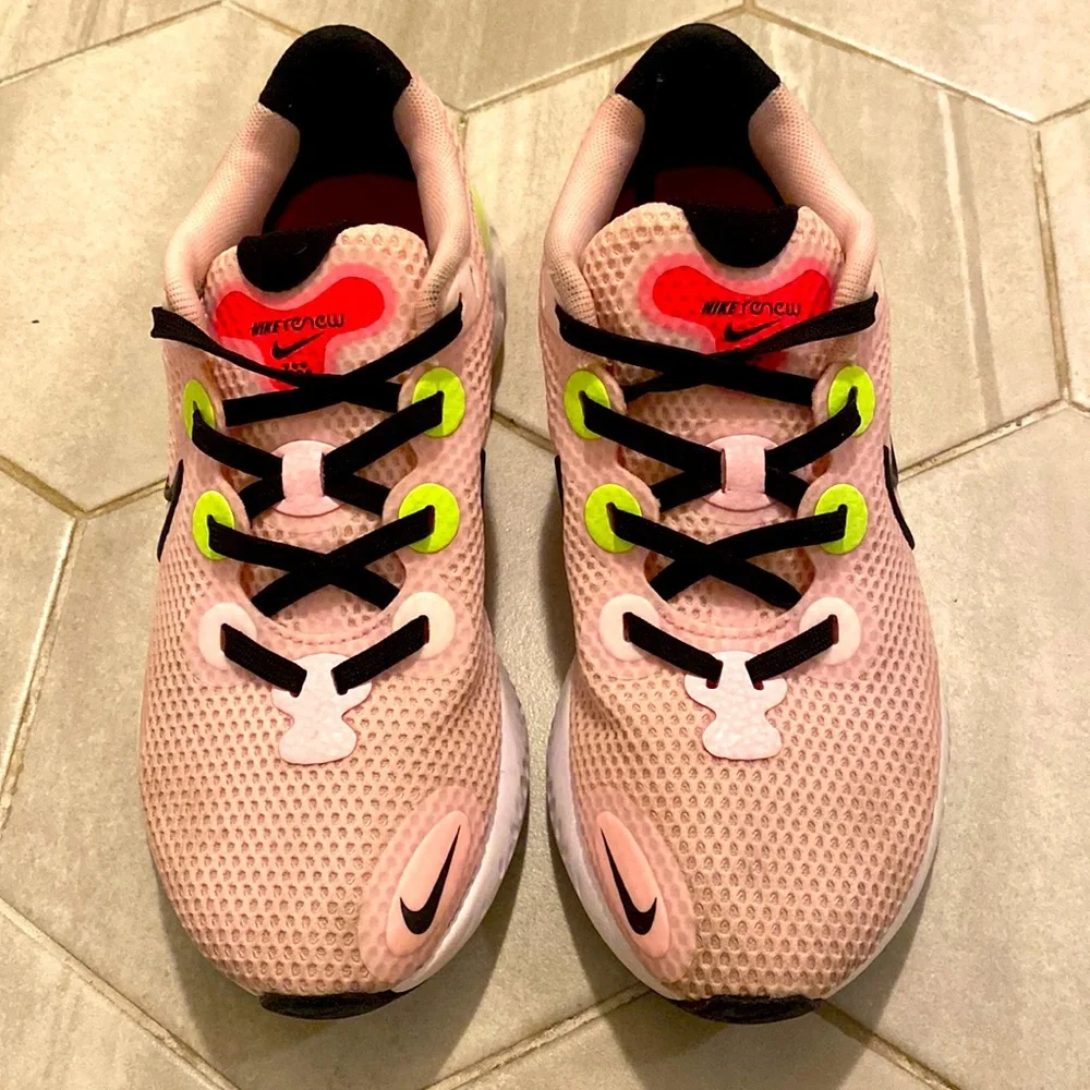Nike Renew Women's Running Shoes - Pink and Neon Green Yellow - Picture 3 of 12